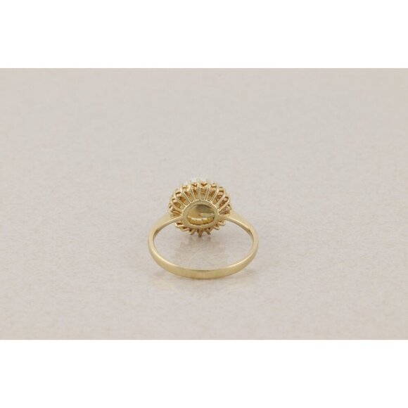 14k Yellow Gold Freshwater Pearl & Diamond Ring Halo Ring Size 6 3/4 - Picture 9 of 9